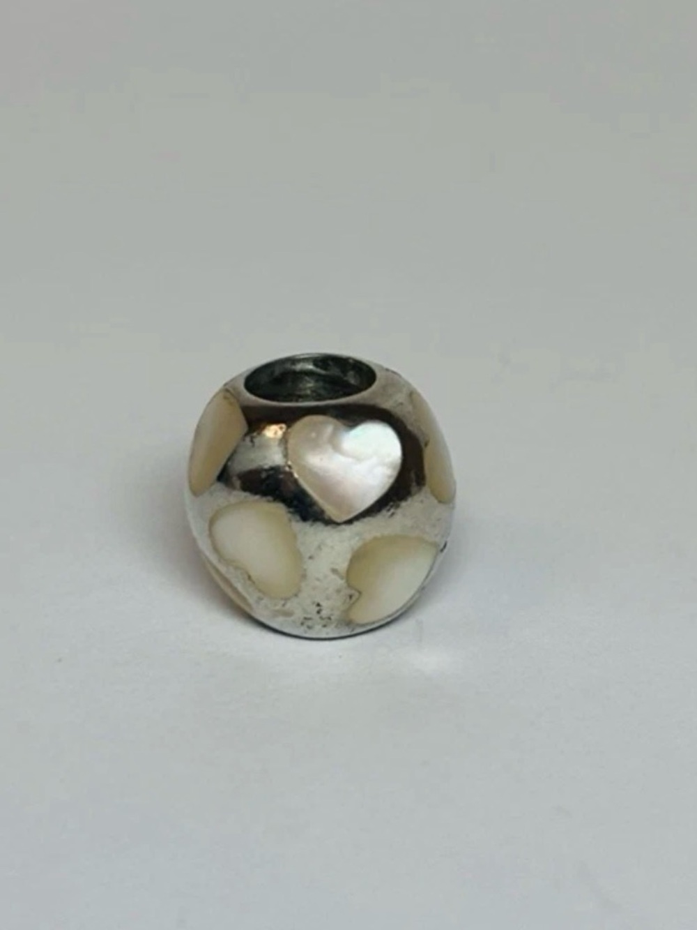 Pandora 925 Silver Love Me Mother of Pearl Heart Charm in Excellent Condition